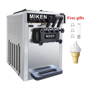 Настолна машина за приготвяне на сладолед, мороженица голям капацитет, автоматична машина за приготвяне на сладолед с три глави, търговски 1600 W