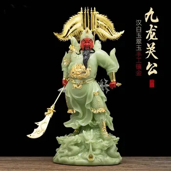 Начало компания югоизточна Азия благородна статуя на Бог на богатството КЪСМЕТ 9 dragons НА ГОНГ Мамон Буда нефритовая позлатена статуя