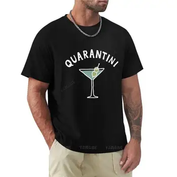 нова черна мъжка тениска Quarantini # 02, эстетичная облекло, тениски за тренировки за мъже