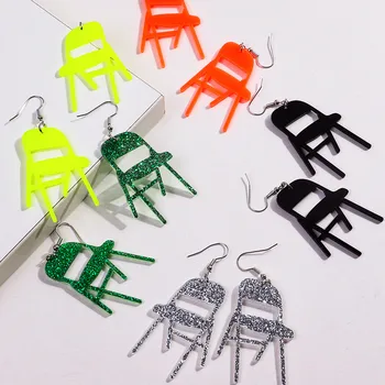 Нови Забавни Акрилни обеци за стола с фиксирана облегалка 3D за жени, творчески многоцветни обеци с мек седалка, Персонални бижута