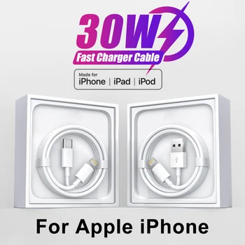 Оригинален Кабел PD 30 W USB-C Lightning За iPhone Apple 14 13 12 11 Pro Max Mini X XR XS 7 8 Plus SE 2020 USB Кабел За зареждане и Пренос на данни