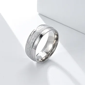 пръстен за двойки с двойна линия от неръждаема стомана 8 мм