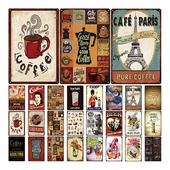 Ретро бира / кафе метален плакат, кафе-бар, пъб, Лидице табела, плакат с изображение на анимационни герои, Желязна плоча с печат, Ретро Декор за дома