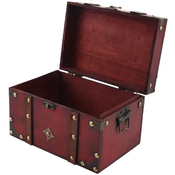 Ретро съкровище Ретро Дървена кутия за съхранение на Бижута в античен стил Органайзер за подарък кутия за бижута Кутия за украшения Голяма
