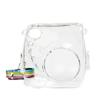 с каишка за Носене за фотоапарат миг печат Прозрачен кристал защитен калъф, твърда прозрачна чанта за съхранение на Fujifilm Instax mini 7s/7c