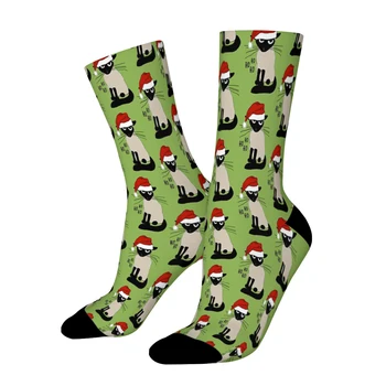 Сиамски Дядо С чувство за хумор, Коледни Празници директни чорапи Котка Коте, Мъжки И Дамски Летни Чорапи с принтом от полиестер