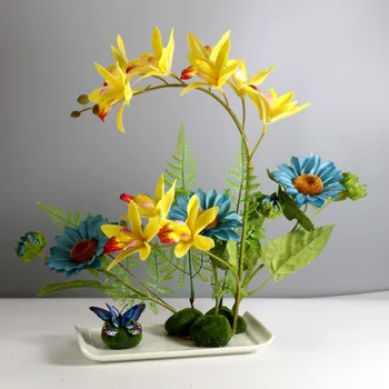 Скандинавска керамична ваза Пеперуда Орхидея Набор от изкуствени цветя, Мебели за дома масата за хранене Занаяти Кабинет Кафе Украса Украса