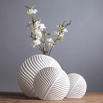 Скандинавските декорация от листа, меки украшения за дома, модерни и минималистичные бели керамични вази, бижута ръчна изработка