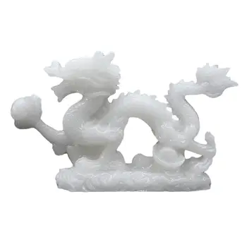Статуя на дракон от нефритовой смола, Скулптура Зодиакалния Дракон, Китайски Начало декор, Статуята на Късмет, Статуята на Фън шуй за дома, дневна, офис.