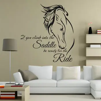 Стикер за стена за конна езда, цитат, Виниловое изкуство, ако забираетесь в седлото, бъдете готови за пътуване, стикер за стена с изображение на кон