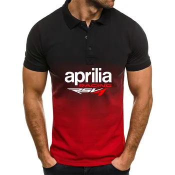 Тениска поло с градиентным писмото принтом за мъже, модни спортни облекла за мотоциклети в стил хип-хоп, Модерен ризи с ревери и бутони, Летни блузи оверсайз