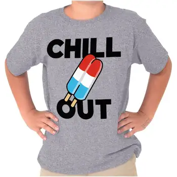 Тениски с дълги ръкави за момчета и момичета в ретро стил Chill Out Food Pun Popsicle Crewneck