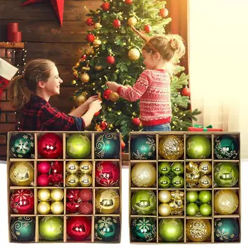 Топки за Коледната елха 44шт Нечупливи топки Празнични украси за Многократна употреба празнични йонофореза топките с кръгчета за украса на парти
