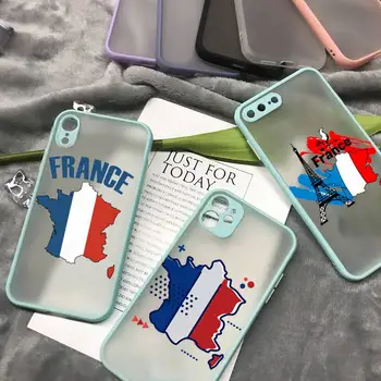 Трикольор Франция Френски Флаг карта, Калъф За Телефон матиран прозрачен За iphone 14 11 12 13 plus mini x xr xs pro max калъф