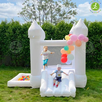 Търговска надуваем къща от PVC с пързалка, басейн с топката и воздуходувкой, бяла Надуваем къща-заключване за деца