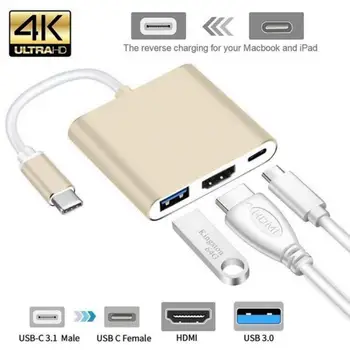 Удължител-Хъб Thunderbolt 3 USB Адаптер Type C-Hub към HDMI-съвместим Докинг станция 4K USB-C за зареждане на PD MacBook /Air 2020