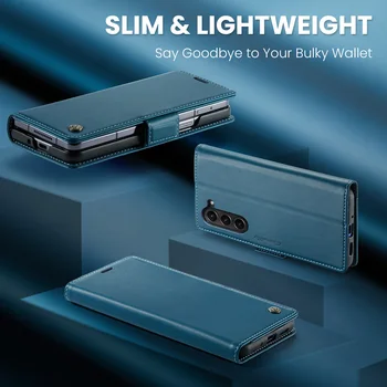 Функция Чантата Обичайната Кожена чанта Калъф за Samsung Galaxy Z Fold 5 Fold5 5G пълен размер Калъф за карти Samsung Fold5