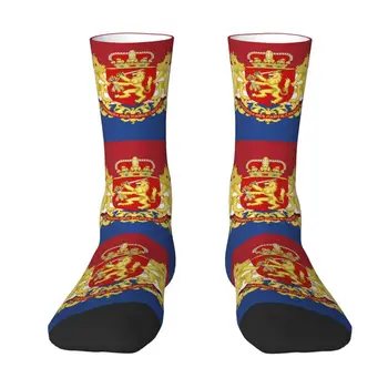 Черно Герб Холандия Флаг Мъжки чорапи за екипажа Унисекс Забавни Пролет Лято Есен Зима тържествено чорапи