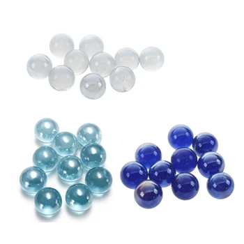 10 Бр Мрамор 16 мм Стъклени Топчета Knicker Стъклени Топки за Украса на Цветни Късове Играчка Прозрачна и Тъмно синьо и Светло синьо (3 комплекта)