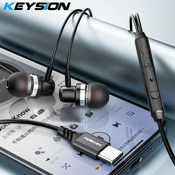 KEYSION Type-C Жични Слушалки в ушите с микрофон, USB C Слушалки КПР HiFi Bass Музикална Стерео Слушалки за iPhone 15 Xiaomi Samsung