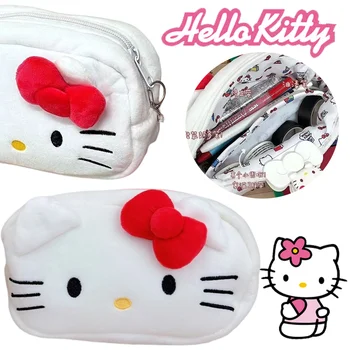 Sanrio Калъф за моливи Hello Kitty, Мультяшная преносима чанта за писалки за момичета, чанти за съхранение на офис консумативи с голям капацитет, удобства за ученици