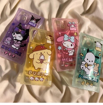 Y2K Sanrio Hello Kitty My Melody Kuromi Cinnamoroll Cartoony Калъф За iPhone 14 13 12 11 Pro Max XR XS 7 8 Plus Сладко Bread Cover