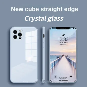 Калъфи За телефони от Течно Стъкло За Iphone 14 15 Плюс 13 12 Mini 11 Pro Max, С Меки ръбове Силиконов Калъф 7 8 Plus XS XR Crystal Glass Cover