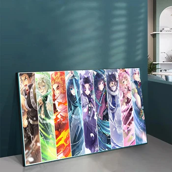 Картина върху платно от японското аниме и Манга Demon Slayer с герои от аниме, художествени плакати и снимки за всекидневна декор