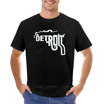 Мак Detroit Smoking Gun Shirt Тениска бързосъхнеща тениска Тениска с къси кошачьими тениски Тениска с къс ръкав черни тениски за мъже