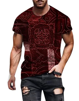 Мъжки топ с 3D-принтом и къси ръкави в стил ретро, тениска оверсайз, мъжки градинска мода.