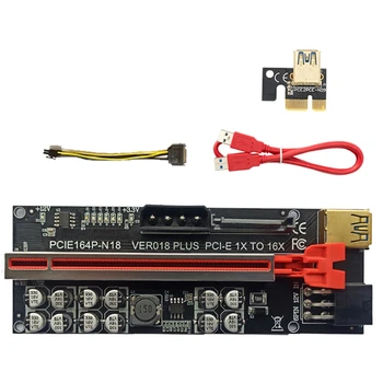 НОВОСТ-VER018 PLUS PCI-E Странично Графична Карта Райзерная карта на PCI-E от 1X до 16X USB3.0 60 см, 12 Твердотельными Кондензатори За майнинга