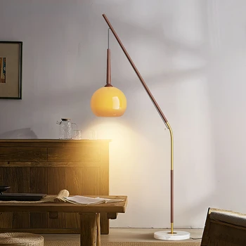 Подови полилей от райска ябълка, модерна минималистичная американската ретро лампа в хола, корпус лампи с трансферной печат от орехово дърво