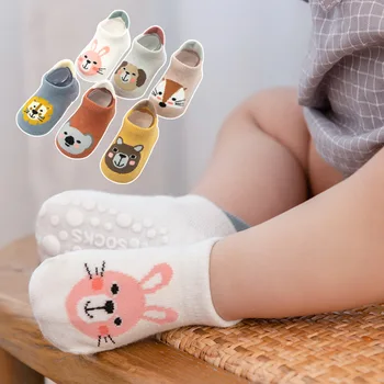 Пролетно-есенни Удобни памучни чорапи за новородени с мультяшными животни, раздающие чорапи-лодка