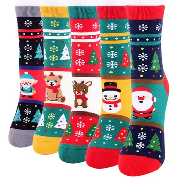Търговия на едро с 50 чифта женски Коледни памучни чорапи с шарките на снежен човек, Елен и Мече, Дамски чорапи с герои от анимационни филми